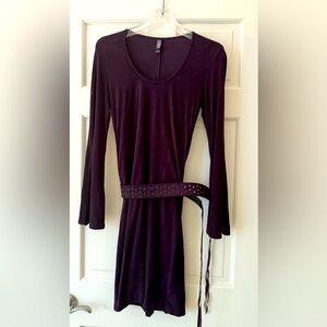 Vintage Laundry By Shelli faux-suede Plum Long Sleeve Dress